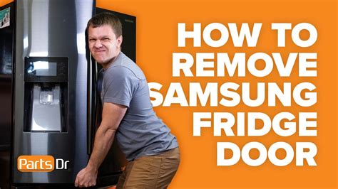 How to take doors off samsung fridge - Here's how: Move the side of the fridge with the door hinge about 2-4 feet away from the outside of the doorway--enough so you can open the door of the fridge. Put a 4 wheel rolling dolly under the fridge. OPEN THE DOOR OF THE FRIDGE. With the door open, Roll the fridge part way through the door way, rotating it as needed.
